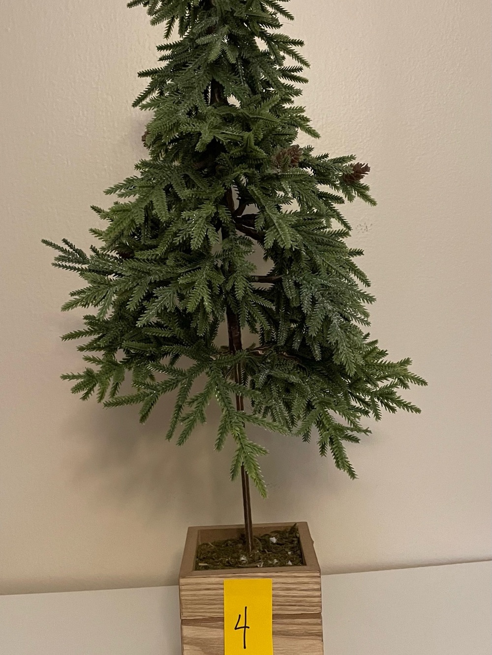 Artificial Holiday Pine Tree in Wooden Box. #4